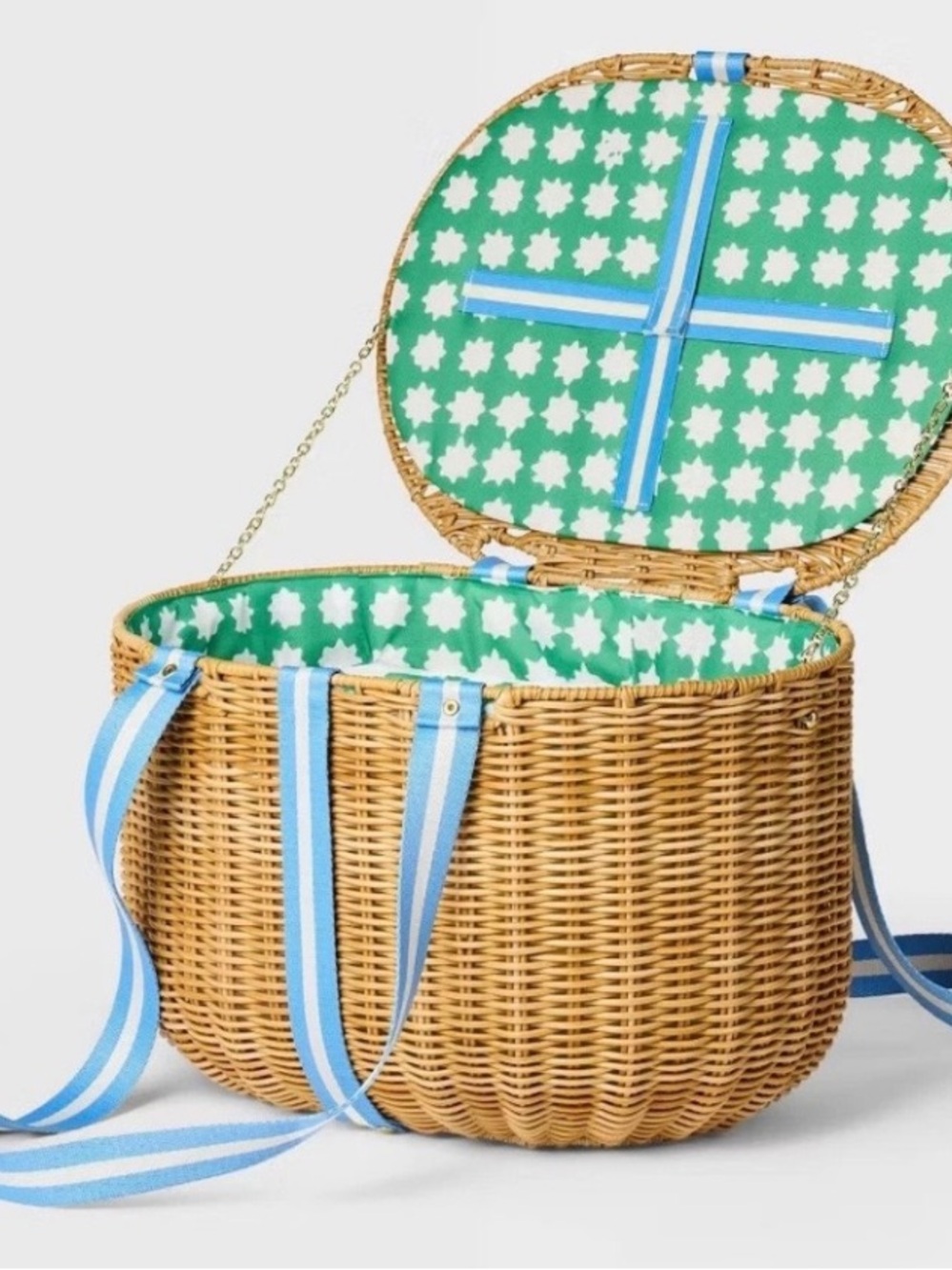ROLLER RABBIT NWT Handcrafted wicker picnic basket